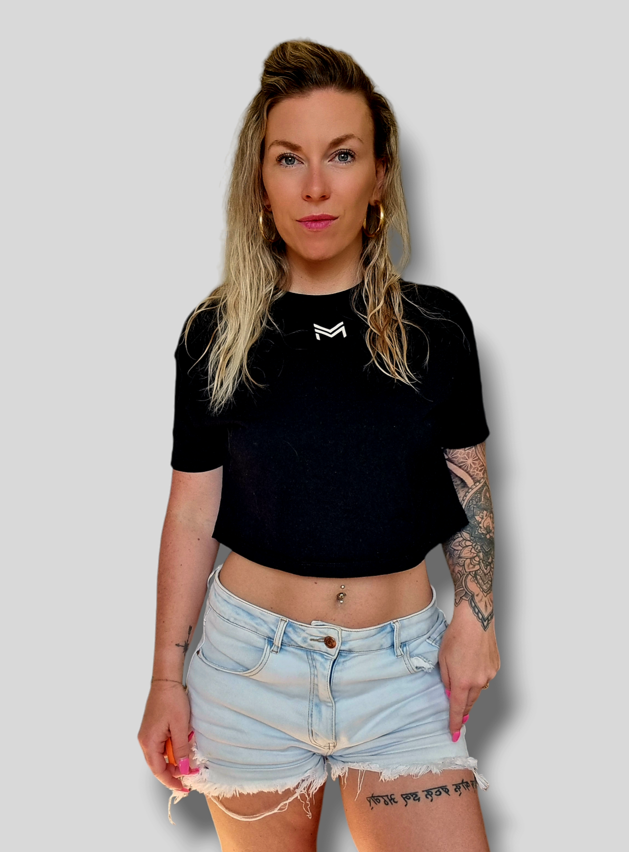 T-shirt court noir/ocre/vert