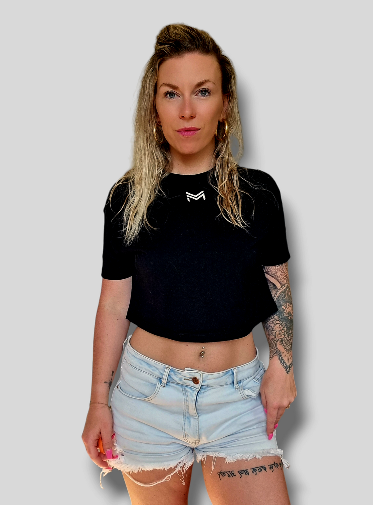 T-shirt court noir/ocre/vert