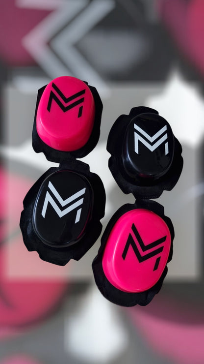 Kneesliders black/fluo pink
