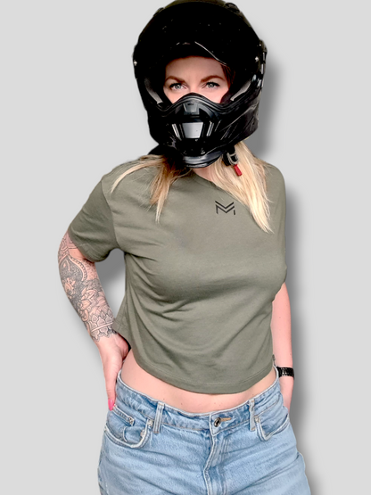 Cropped Tee black/ocher/green
