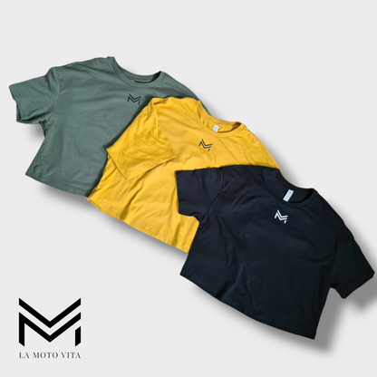 Cropped Tee black/ocher/green