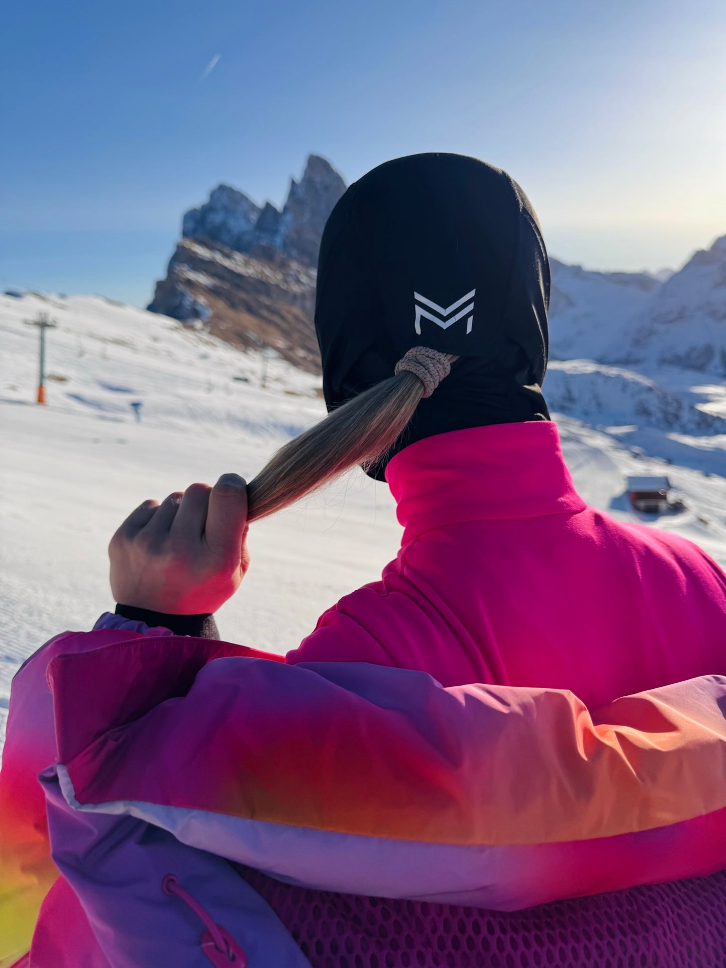 Pasamontañas de cola de caballo de forro polar