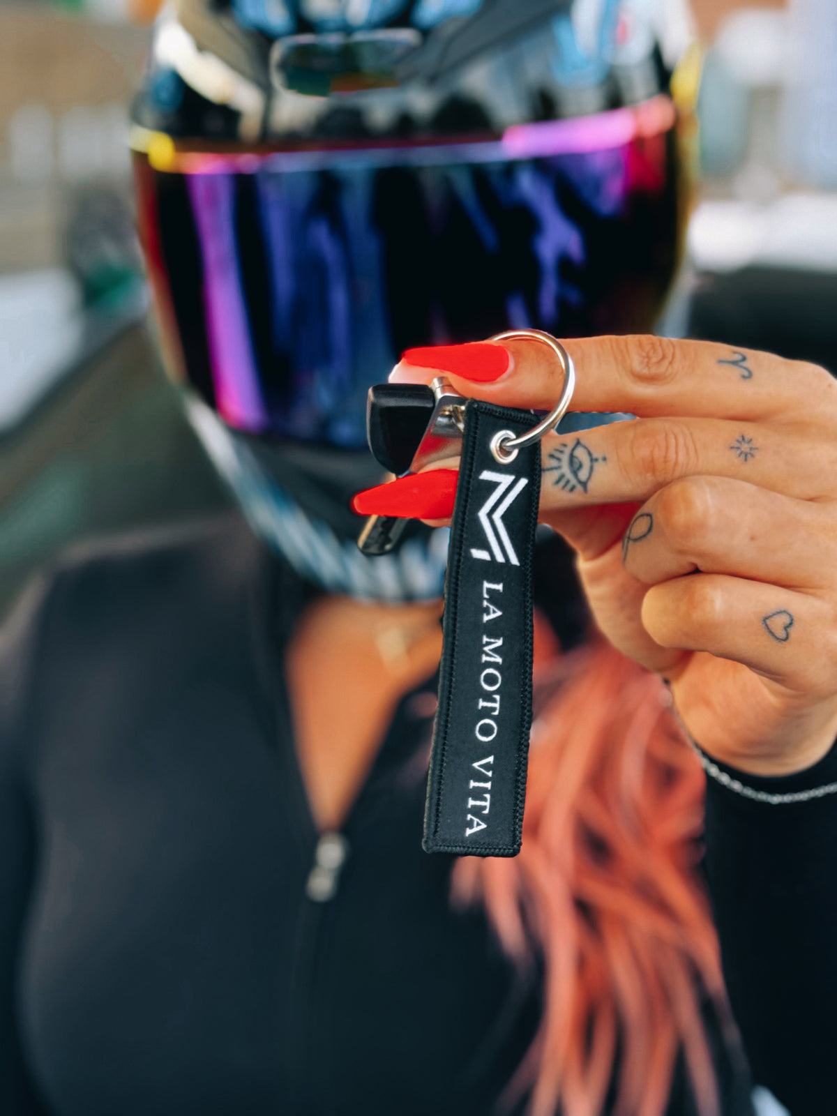 Keychain black/pink/purple
